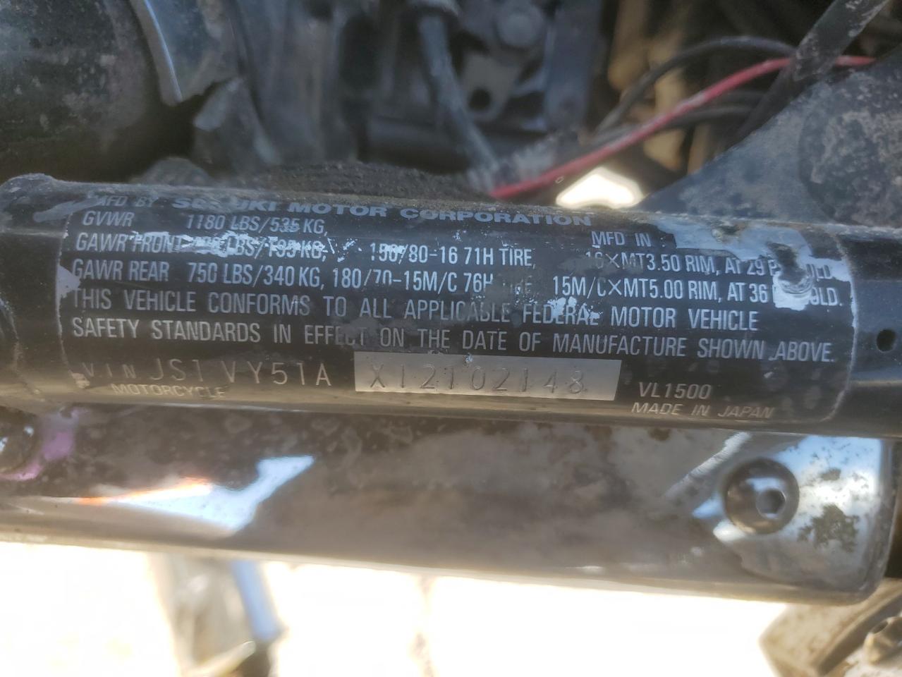 2001 Suzuki Vl1500 VIN: JS1VY51AX12102148 Lot: 62496545
