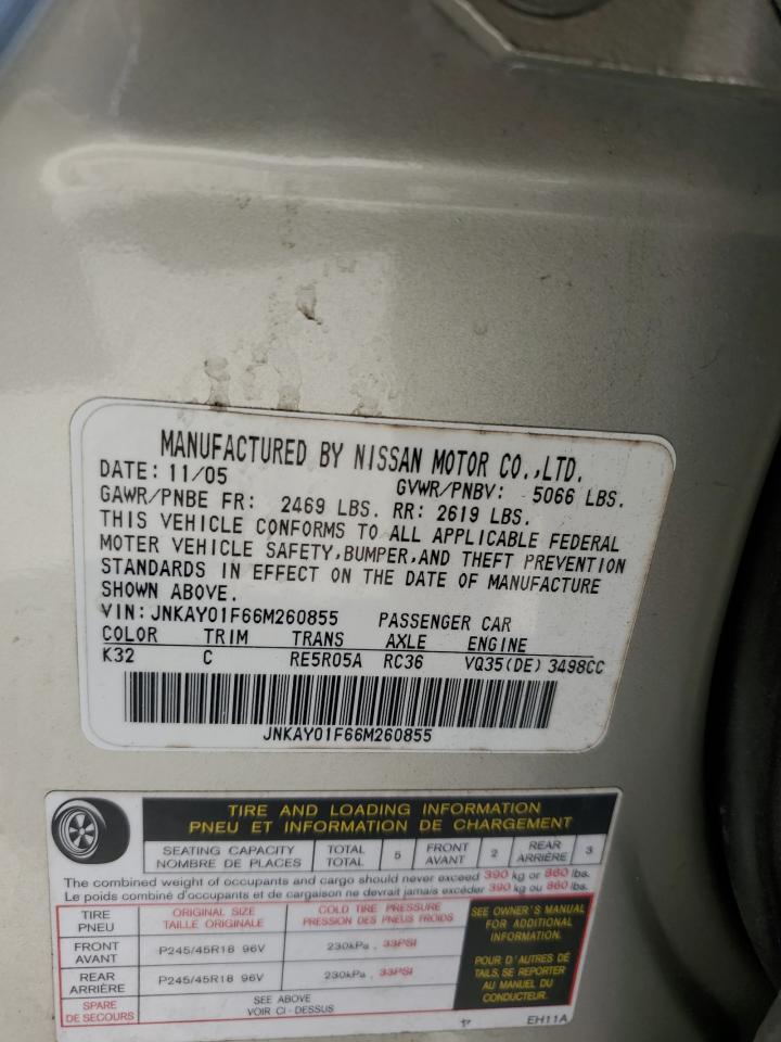 2006 Infiniti M35 Base VIN: JNKAY01F66M260855 Lot: 61414625