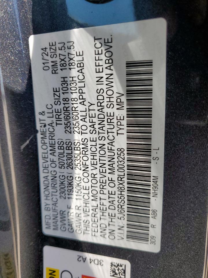 2024 Honda Cr-V Sport-L VIN: 5J6RS5H8XRL003258 Lot: 61148965
