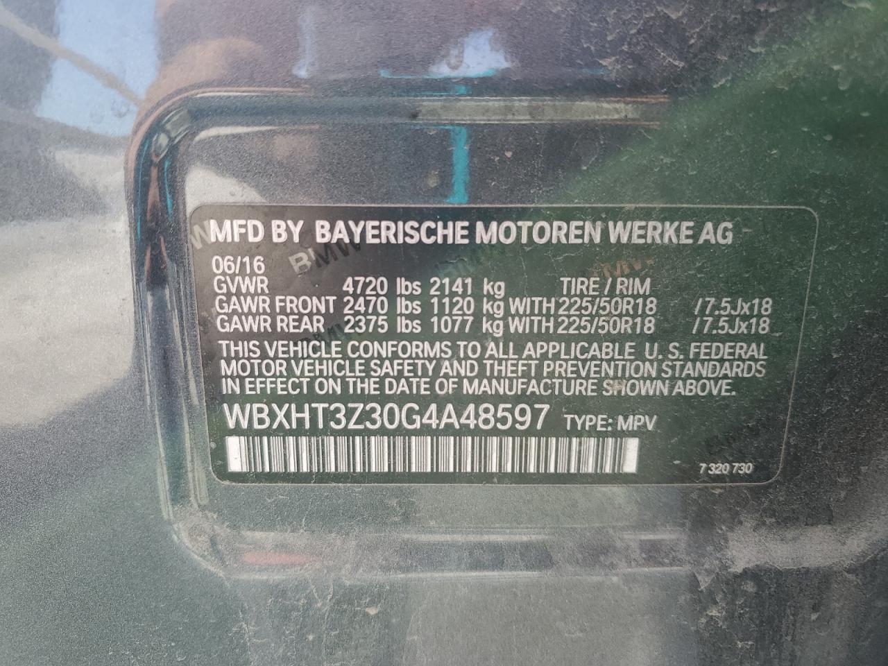 2016 BMW X1 xDrive28I VIN: WBXHT3Z30G4A48597 Lot: 62412085