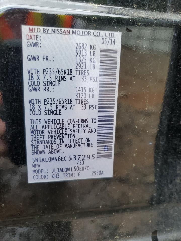 2014 Infiniti Qx60 VIN: 5N1AL0MN6EC537295 Lot: 60696745