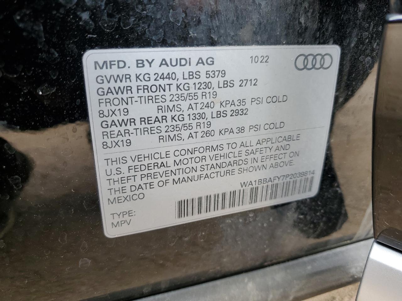 2023 Audi Q5 Premium Plus 40 VIN: WA1BBAFY7P2039814 Lot: 63095855