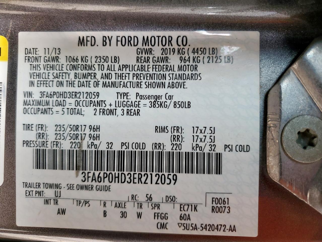 FORD FUSION 2014 VIN 3FA6P0HD3ER212059 фото 12