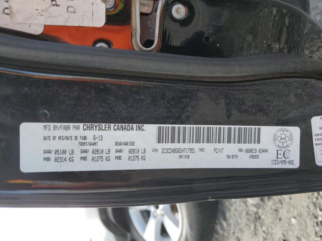 2013 Dodge Charger Se VIN: 2C3CDXBG6DH717951 Lot: 62427055