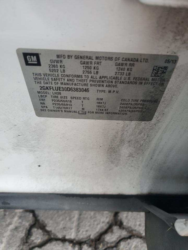 2013 GMC Terrain Slt VIN: 2GKFLUE30D6383046 Lot: 61057175