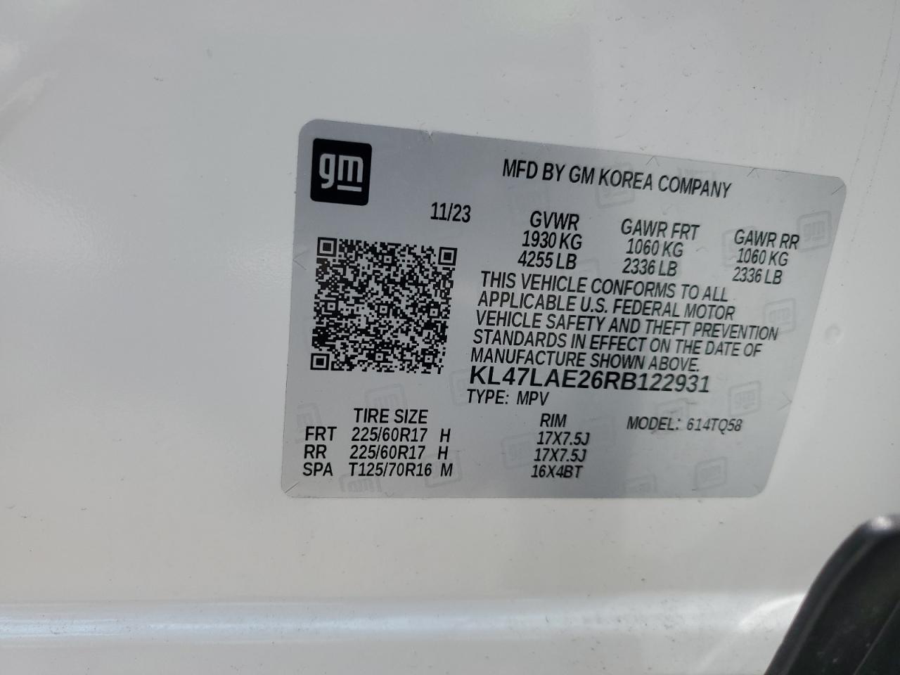 2024 Buick Envista Preferred VIN: KL47LAE26RB122931 Lot: 62780385