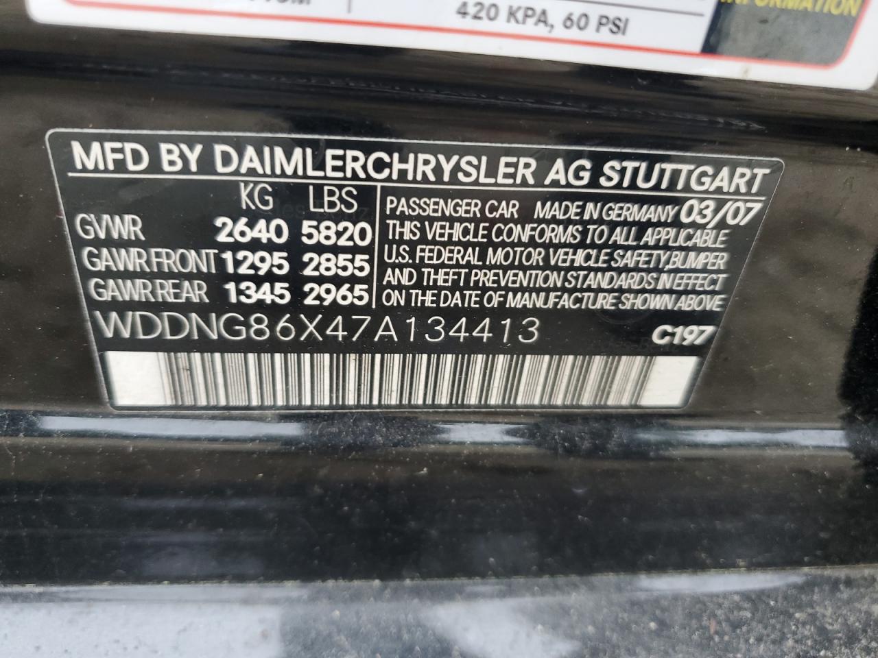2007 Mercedes-Benz S 550 4Matic VIN: WDDNG86X47A134413 Lot: 60842155