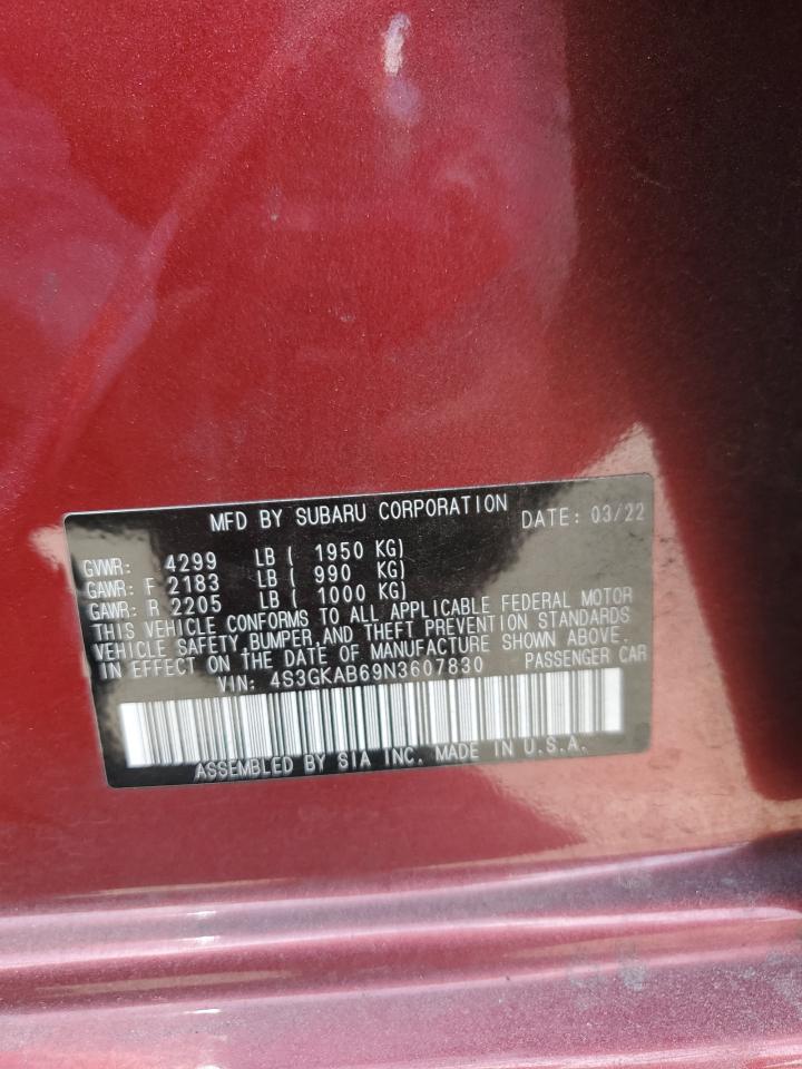 2022 Subaru Impreza VIN: 4S3GKAB69N3607830 Lot: 61261895