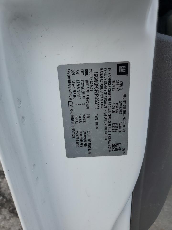 2015 Chevrolet Express G2500 VIN: 1GCWGFCF2F1263683 Lot: 59799185