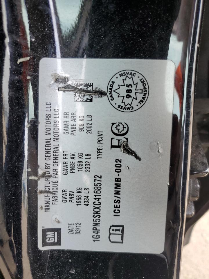 2012 Buick Verano VIN: 1G4PN5SKXC4168572 Lot: 61784685