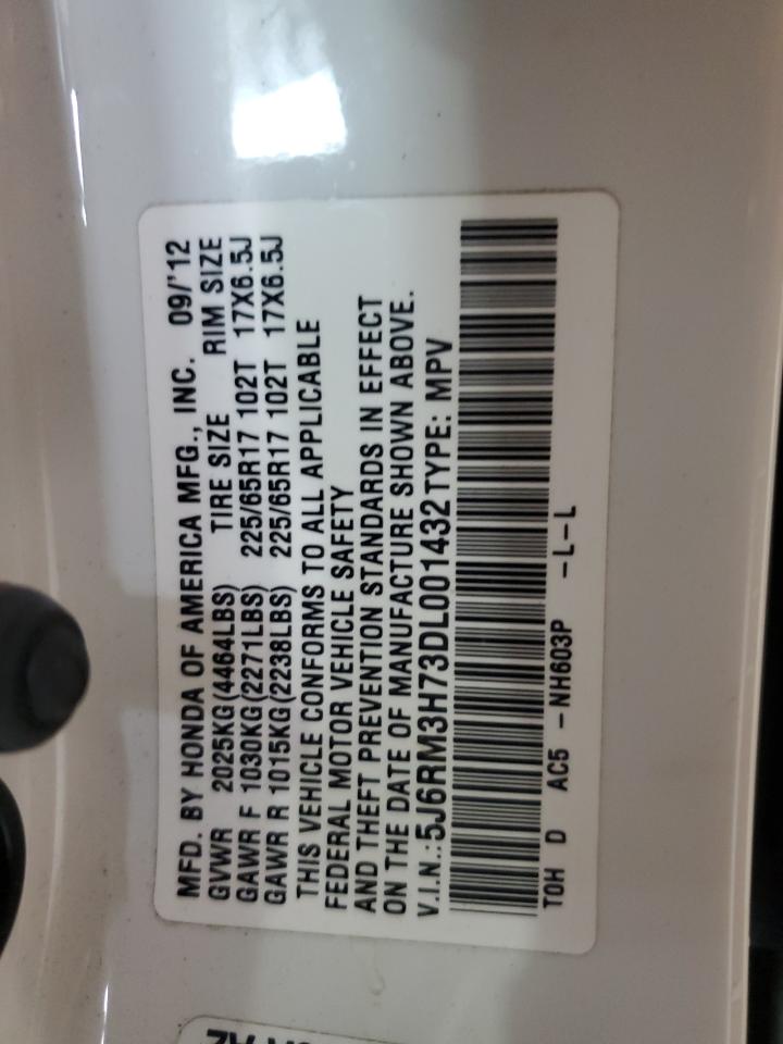 2013 Honda Cr-V Exl VIN: 5J6RM3H73DL001432 Lot: 62742625