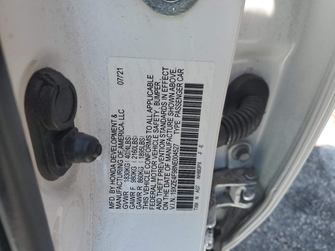 2022 Honda Insight Touring VIN: 19XZE4F98NE004527 Lot: 60564905