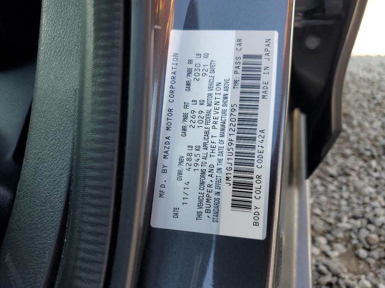 2015 Mazda 6 Sport VIN: JM1GJ1U59F1220795 Lot: 61857835