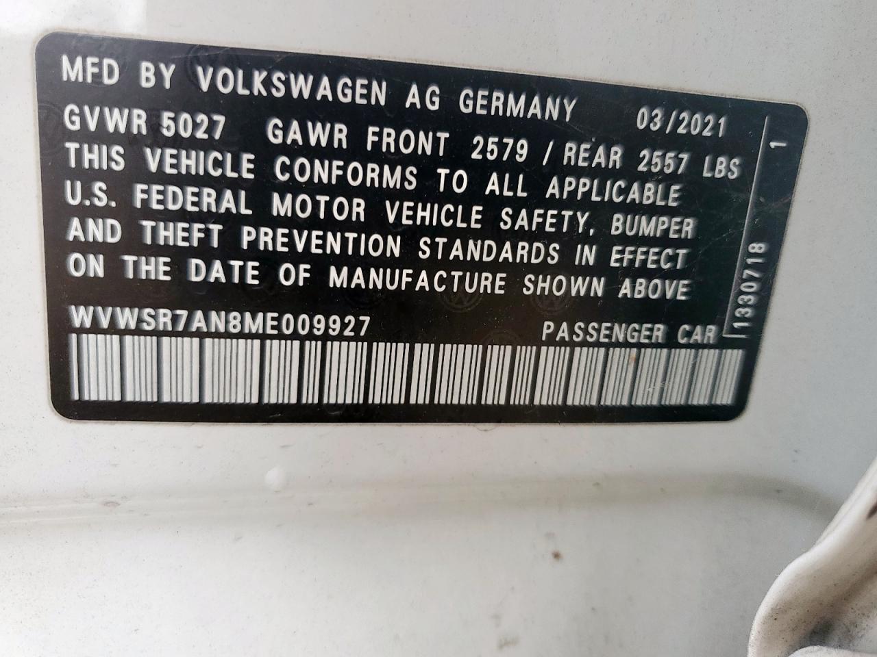 2021 Volkswagen Arteon Sel R-Line VIN: WVWSR7AN8ME009927 Lot: 62371405