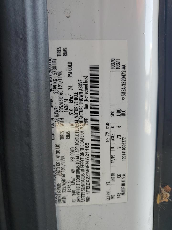 FORD TRANSIT 2015 VIN 1FBZX2ZM6FKA21165 фото 13