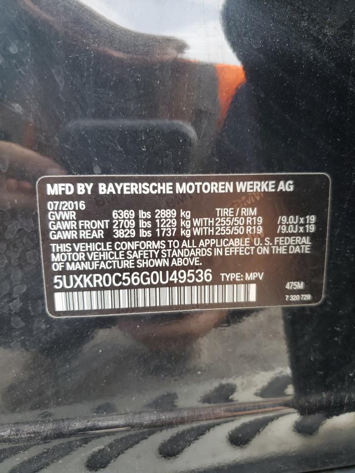 2016 BMW X5 xDrive35I VIN: 5UXKR0C56G0U49536 Lot: 60998635