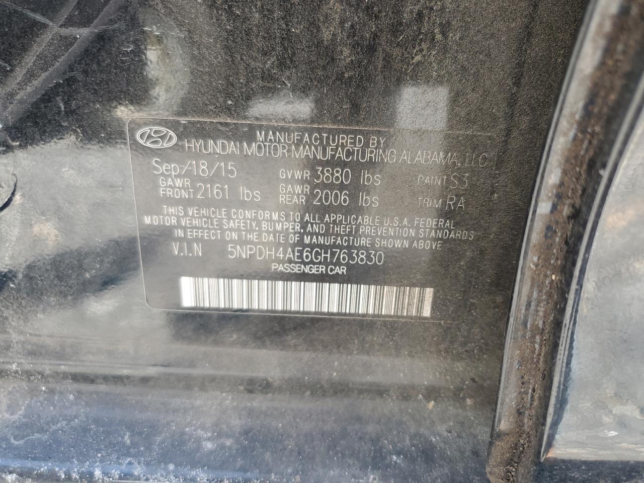HYUNDAI ELANTRA 2016 VIN 5NPDH4AE6GH763830 photo 13