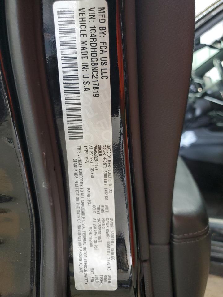 2022 Dodge Durango Gt VIN: 1C4RDHDG8NC217819 Lot: 62076005