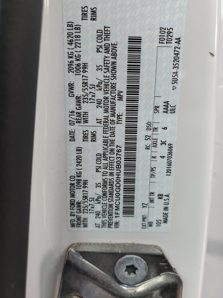 1FMCU0GD0HUB03767 FORD ESCAPE 2017
