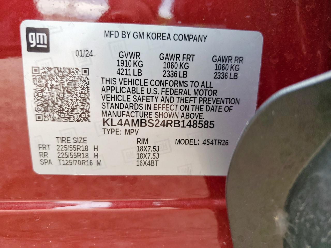 2024 Buick Encore Gx Preferred VIN: KL4AMBS24RB148585 Lot: 61997815