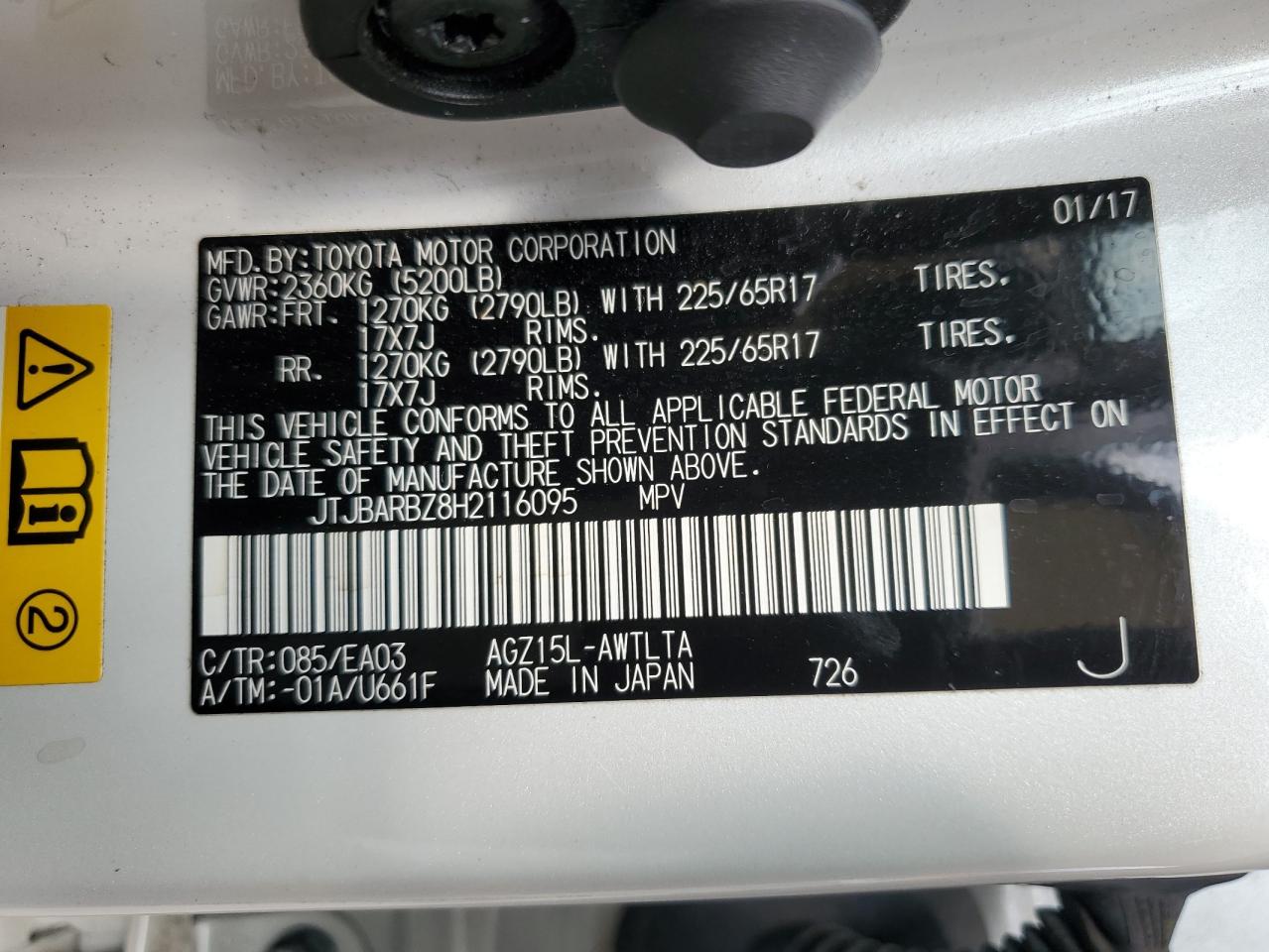 2017 Lexus Nx 200T Base VIN: JTJBARBZ8H2116095 Lot: 62493285