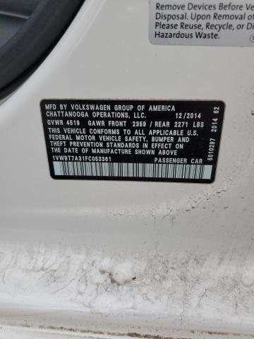 2015 VOLKSWAGEN PASSAT SE  
