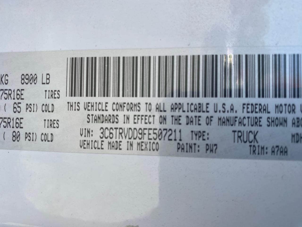 RAM All Models 2015 VIN 3C6TRVDD9FE507XXX фото 10