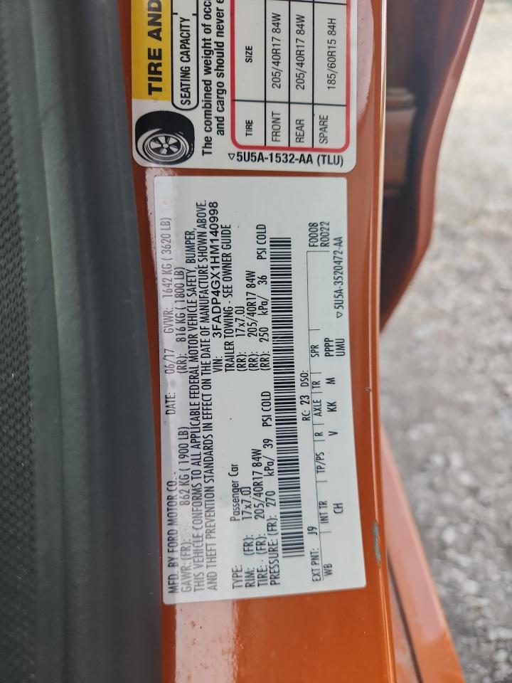 2017 Ford Fiesta St VIN: 3FADP4GX1HM140998 Lot: 62749025