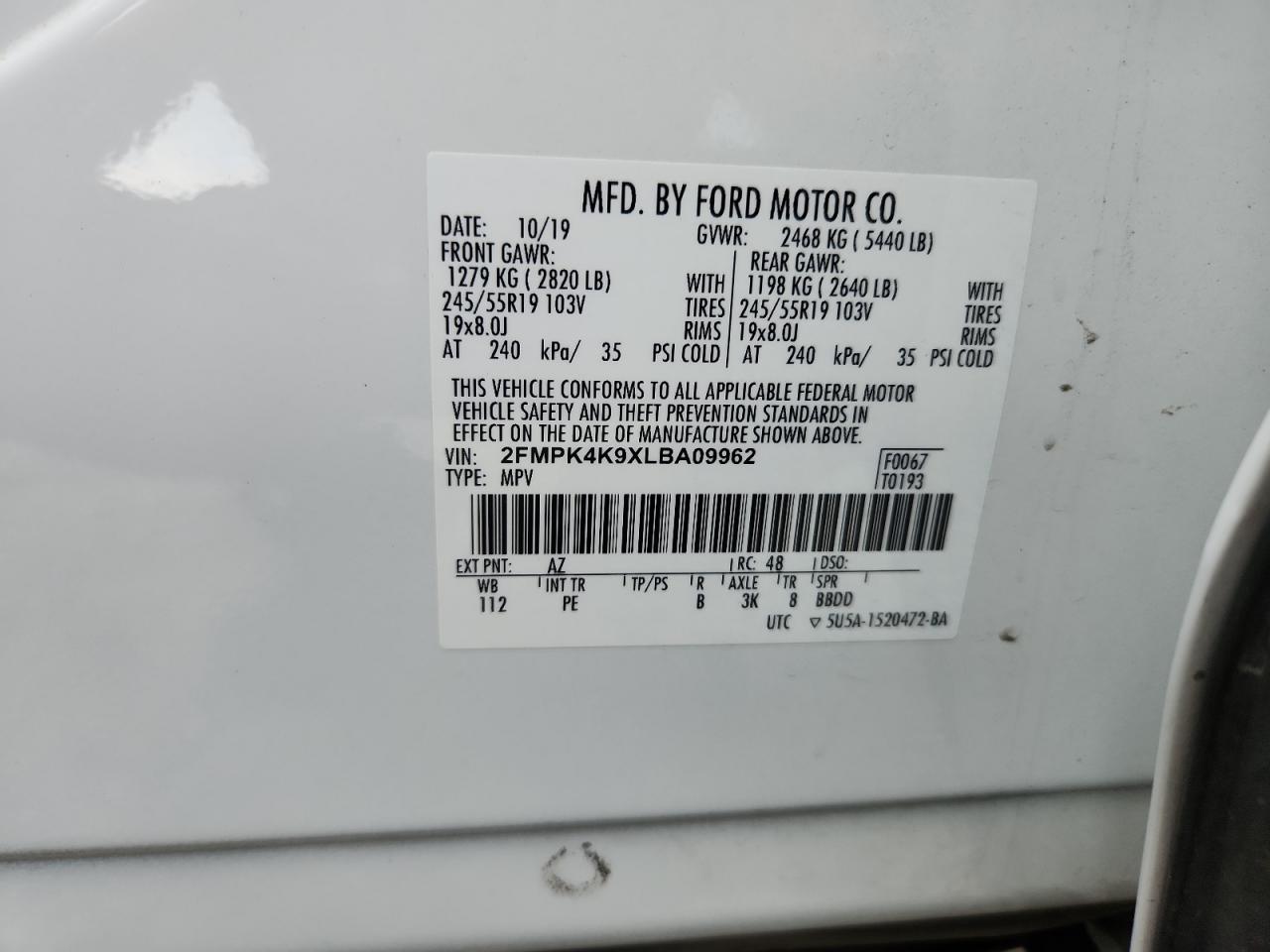 FORD EDGE 2020 VIN 2FMPK4K9XLBA09962 photo 13