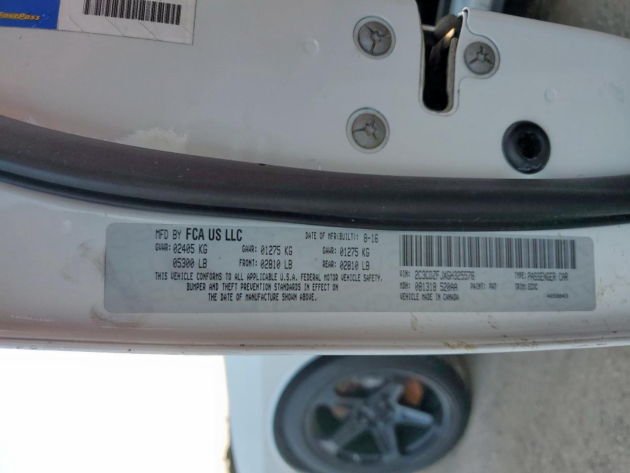 2016 Dodge Challenger R/T Scat Pack VIN: 2C3CDZFJXGH325576 Lot: 59818585