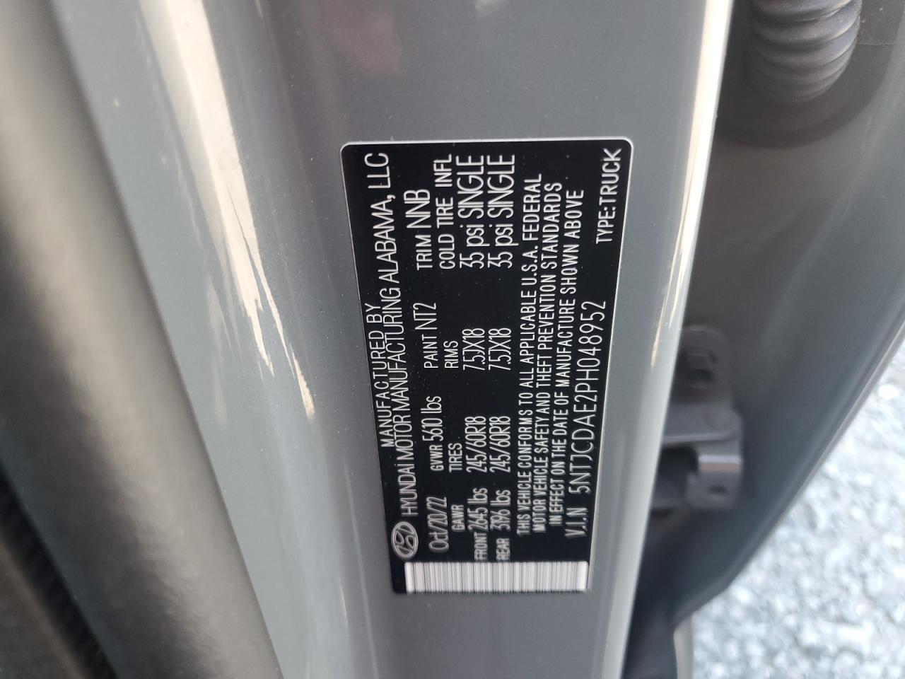 2023 Hyundai Santa Cruz Sel VIN: 5NTJCDAE2PH048952 Lot: 62909505