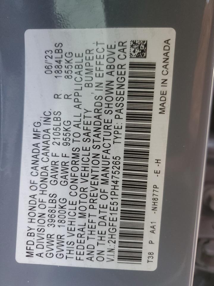 2HGFE1E51PH475265 HONDA CIVIC 2023