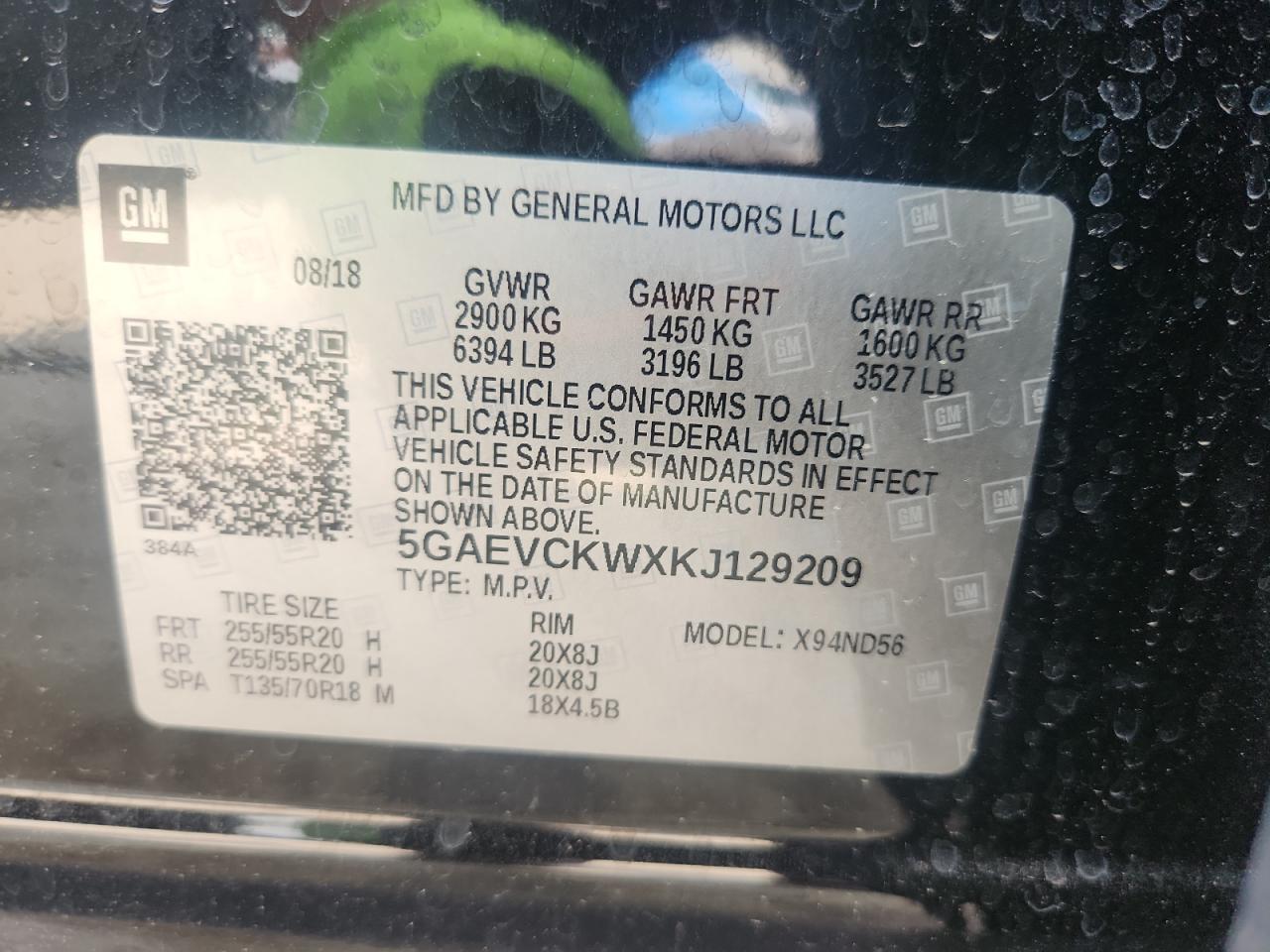 2019 Buick Enclave Avenir VIN: 5GAEVCKWXKJ129209 Lot: 59893655