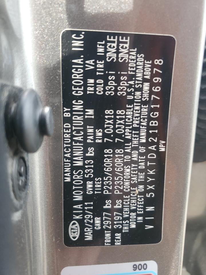 2011 Kia Sorento Base VIN: 5XYKTDA21BG176978 Lot: 62455705