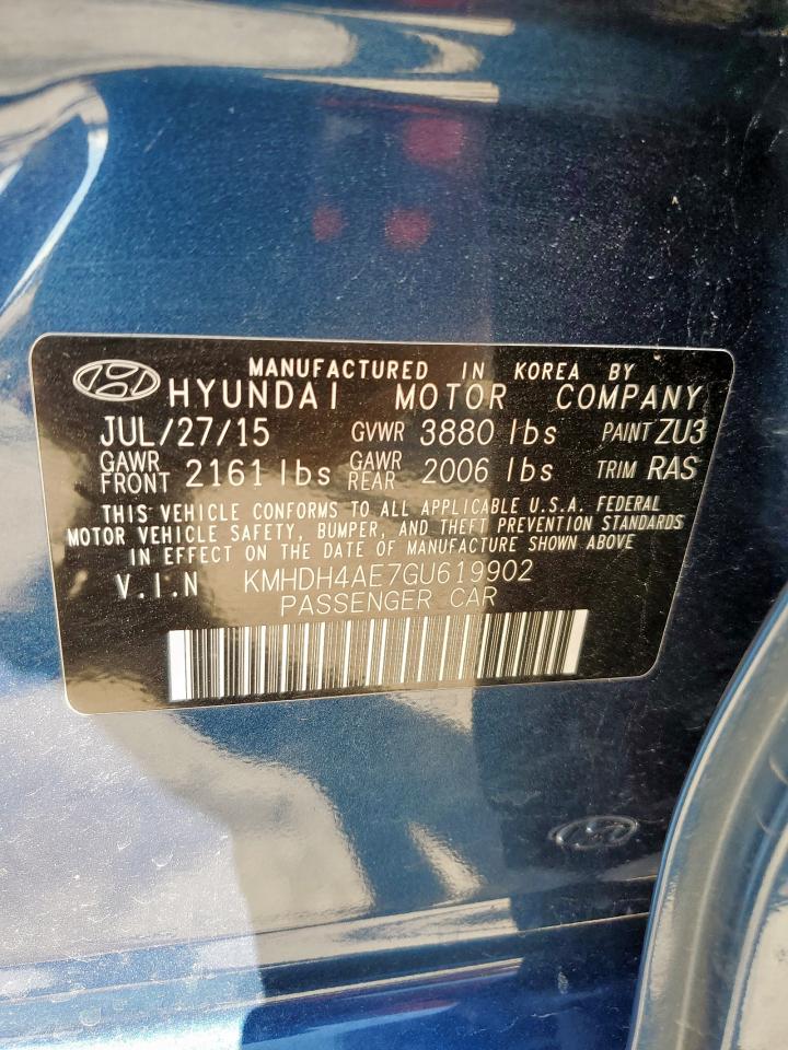 HYUNDAI ELANTRA 2016 VIN KMHDH4AE7GU619902 zdjęcie 13