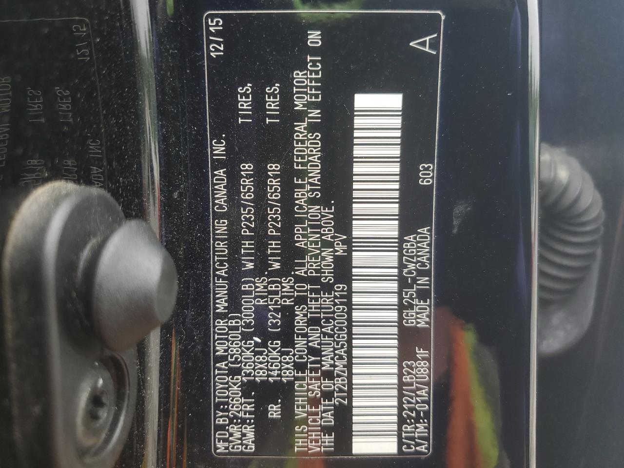 2016 Lexus Rx 350 Base VIN: 2T2BZMCA5GC009119 Lot: 60089925