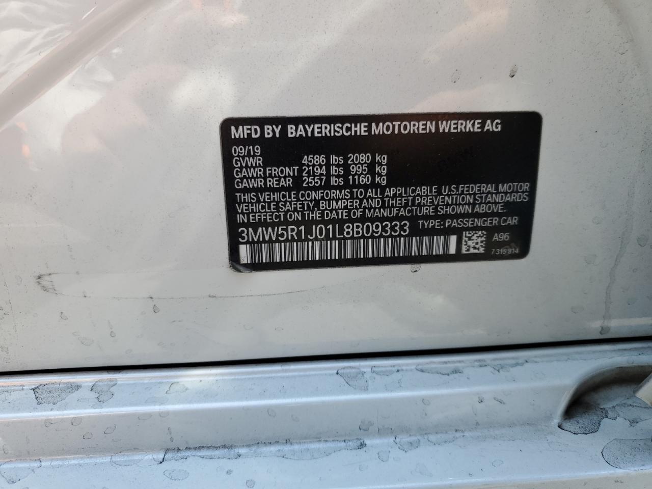 BMW 3 SERIES 2020 VIN 3MW5R1J01L8B09333 photo 12