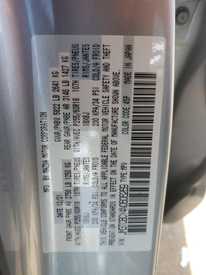 2022 Mazda Cx-9 Touring VIN: JM3TCBCY4N0606269 Lot: 62341005