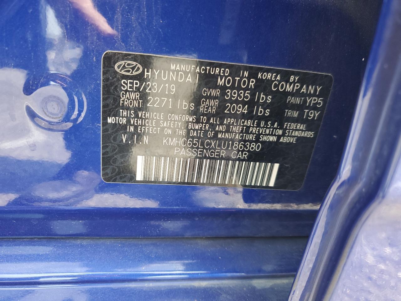 2020 Hyundai Ioniq Blue VIN: KMHC65LCXLU186380 Lot: 62414775