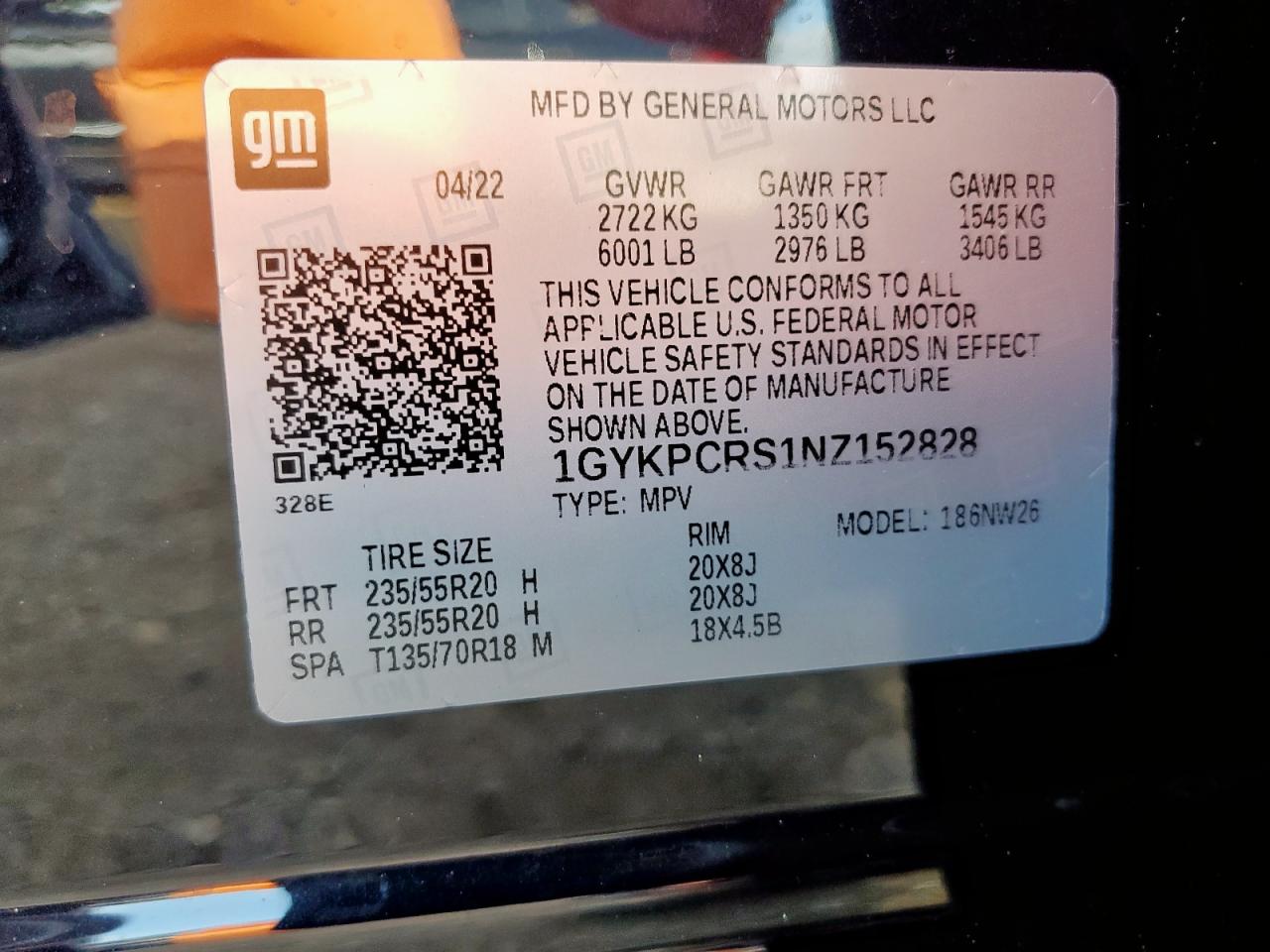 2022 Cadillac Xt6 Premium Luxury VIN: 1GYKPCRS1NZ152828 Lot: 61094295