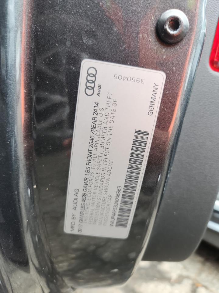 2018 Audi S5 Premium Plus VIN: WAUP4AF53JA046863 Lot: 60503485