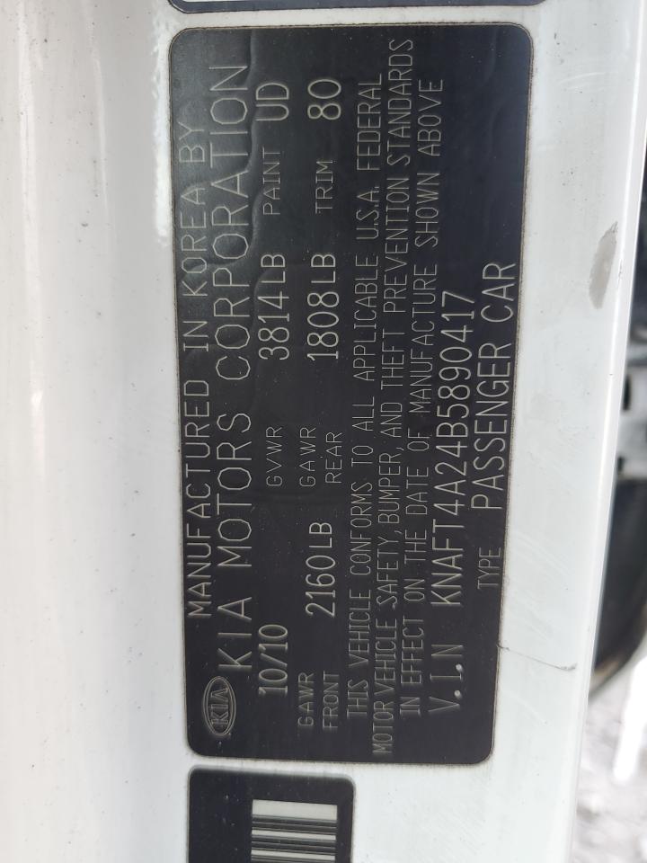 2011 Kia Forte Lx VIN: KNAFT4A24B5890417 Lot: 62926625