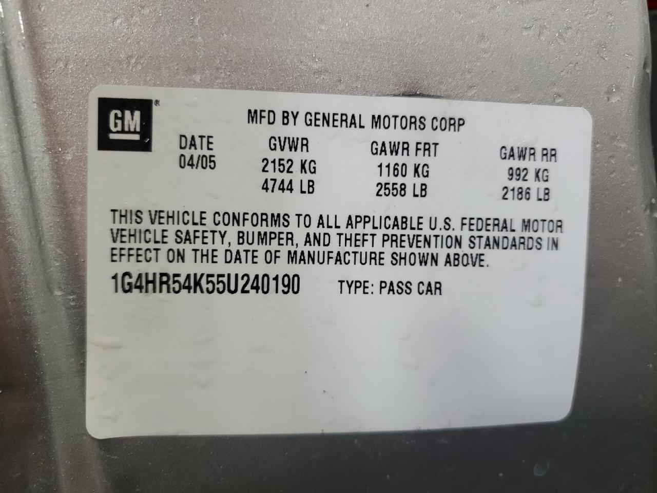 2005 Buick Lesabre Limited VIN: 1G4HR54K55U240190 Lot: 61832695