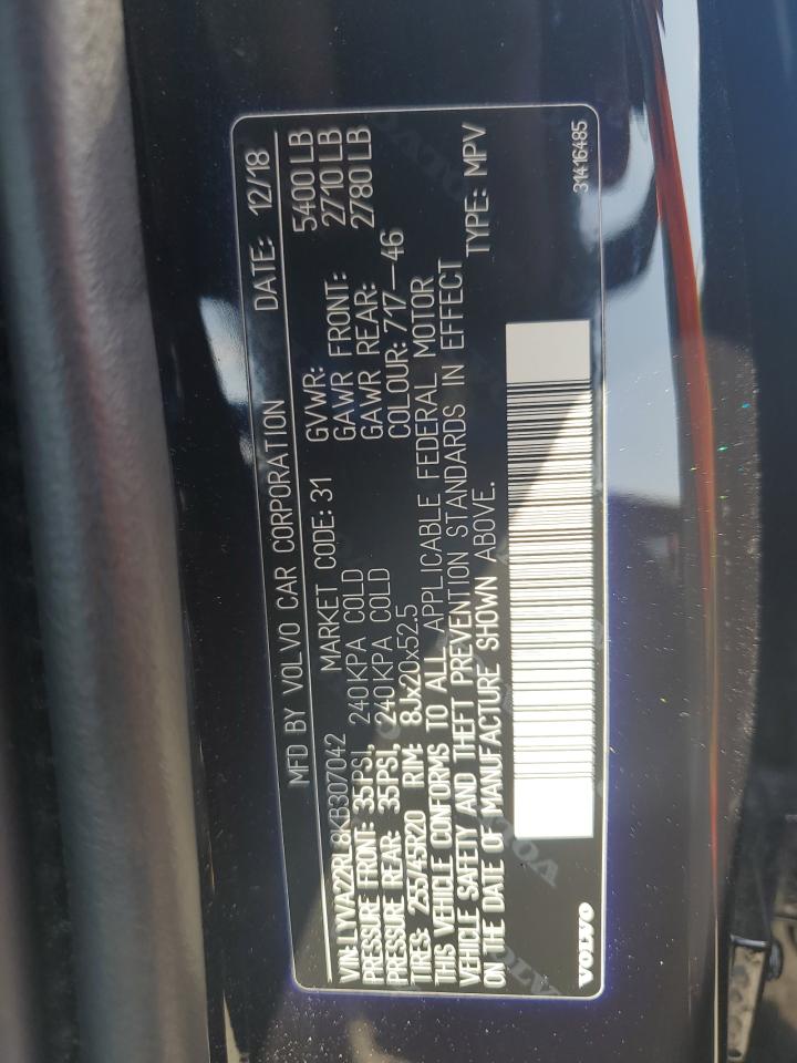 2019 Volvo Xc60 T6 Inscription VIN: LYVA22RL8KB307042 Lot: 62549805