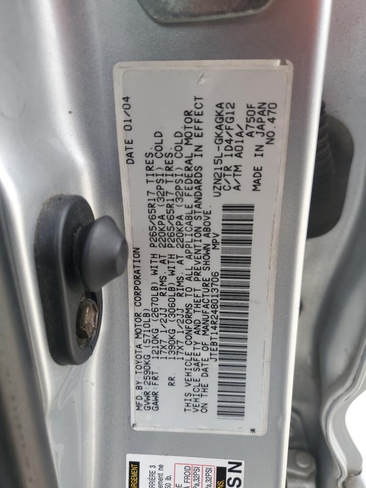 2004 Toyota 4Runner Sr5 VIN: JTEBT14R248013706 Lot: 62987995