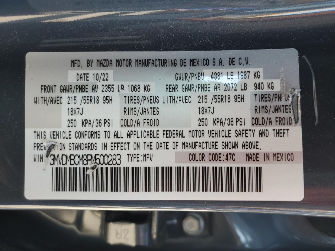 2023 Mazda Cx-30 Preferred VIN: 3MVDMBCM8PM500283 Lot: 62545005