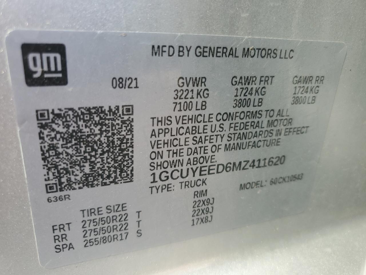 2021 Chevrolet Silverado K1500 Rst VIN: 1GCUYEED6MZ411620 Lot: 60709285