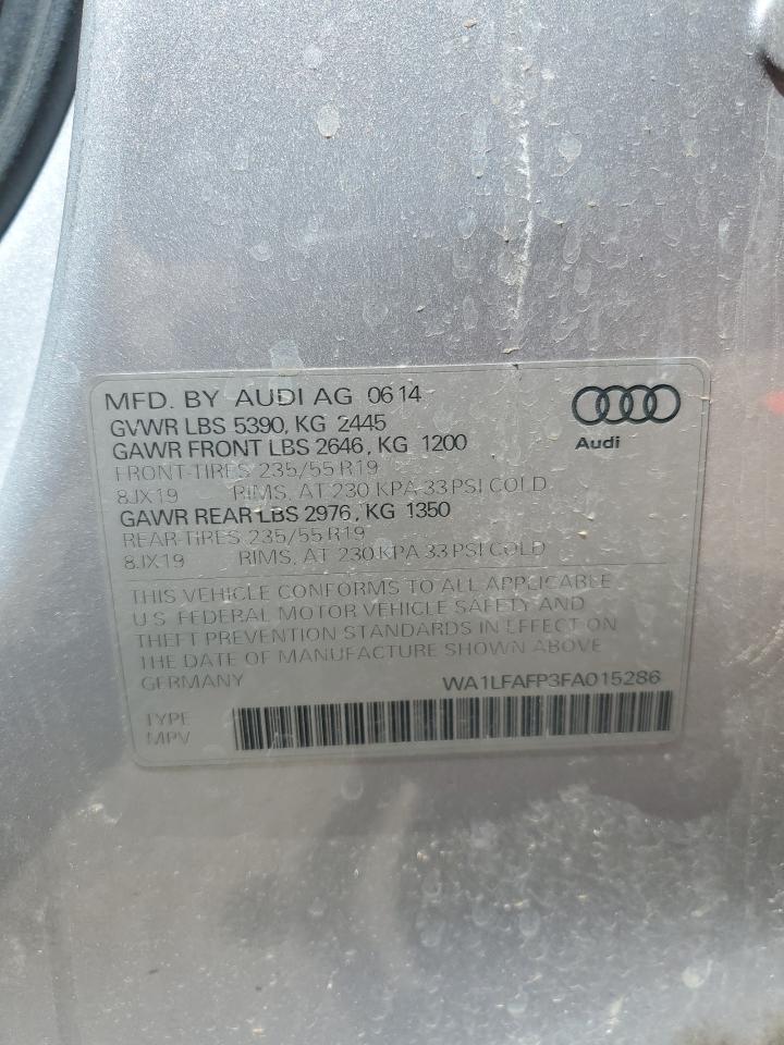 2015 Audi Q5 Premium Plus VIN: WA1LFAFP3FA015286 Lot: 62600995