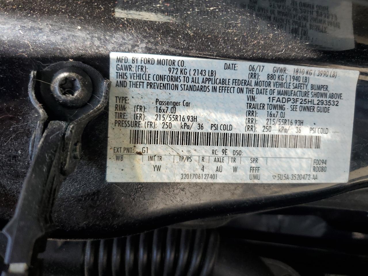 FORD FOCUS 2017 VIN 1FADP3F25HL293532 photo 12