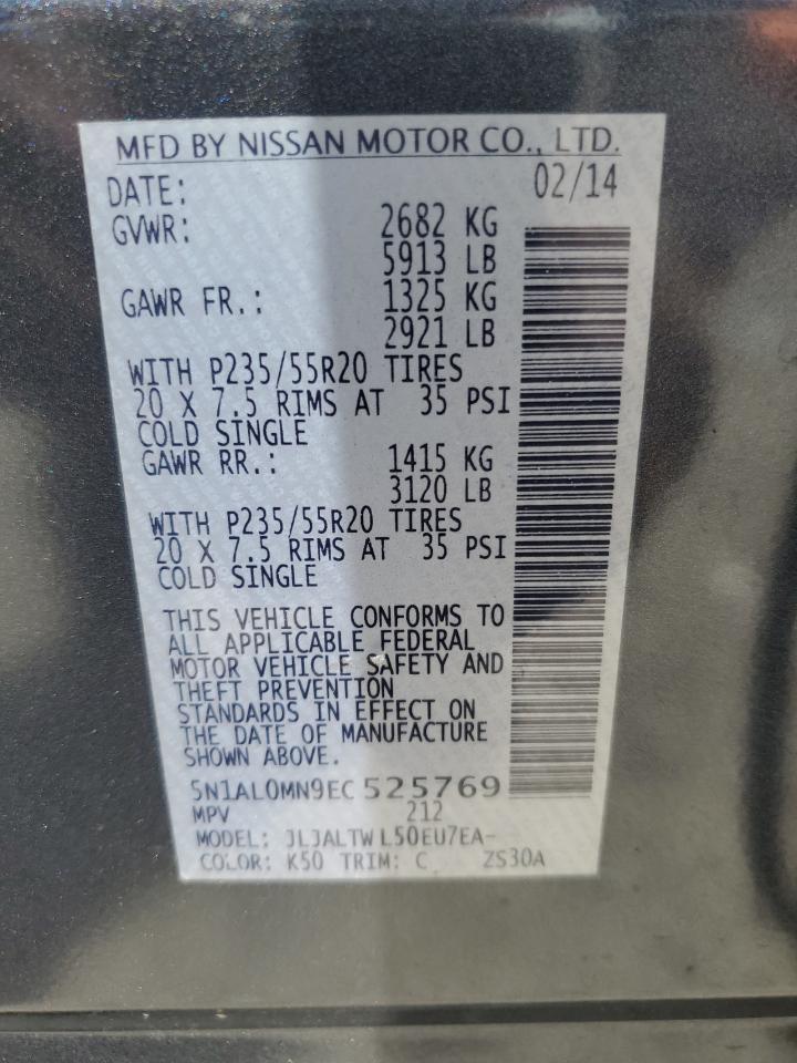 2014 Infiniti Qx60 VIN: 5N1AL0MN9EC525769 Lot: 62392165